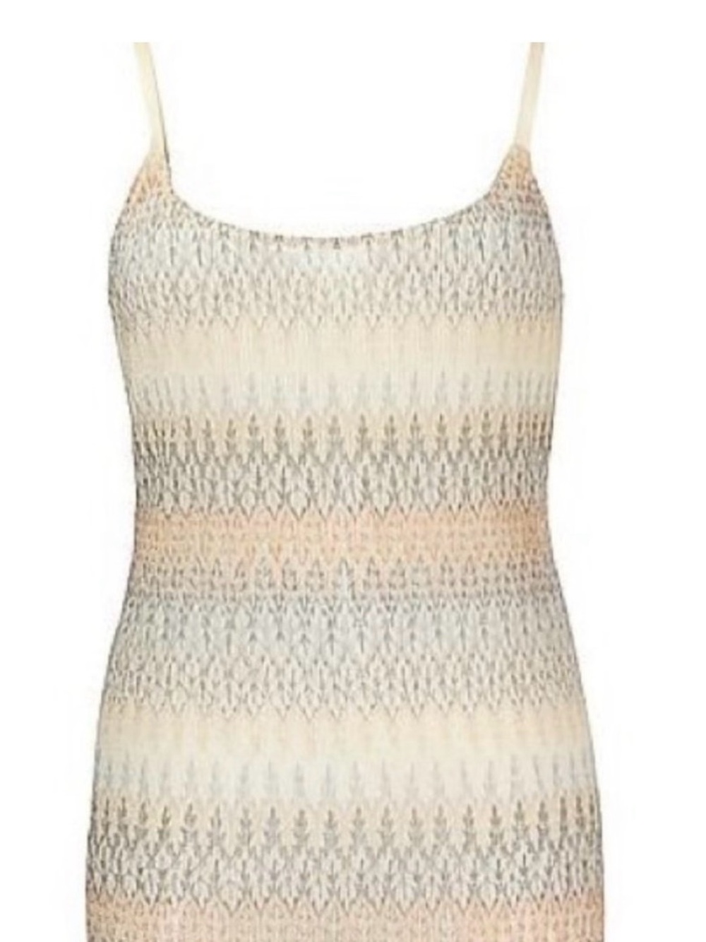 Free People Cream and Light Gray Knit Tank mesh Tunic